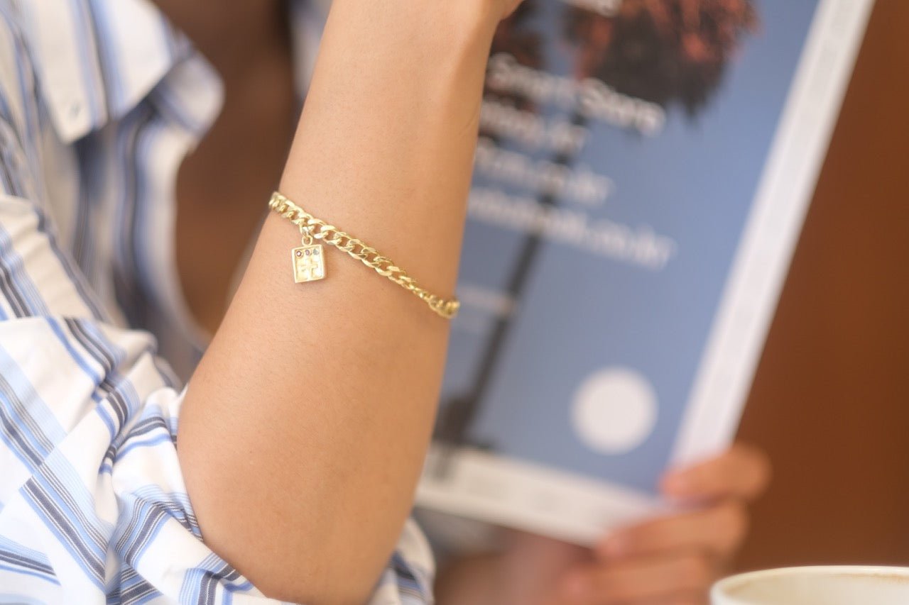 Cross Bracelet - IN A PEACE - gold with a book