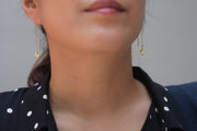 Edgy Threader Earrings - IN A PEACE - gold - on a blouse