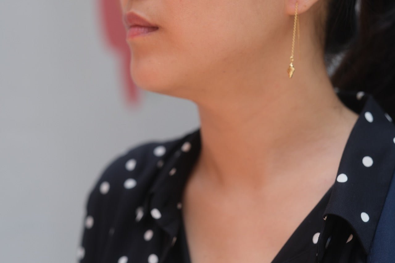 Edgy Threader Earrings - IN A PEACE - gold - street view