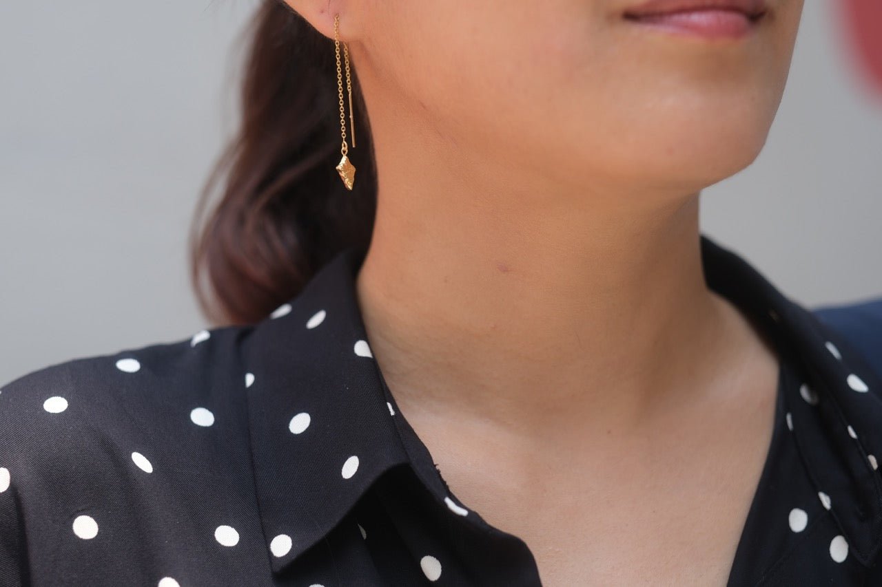 Edgy Threader Earrings - IN A PEACE - gold - side view