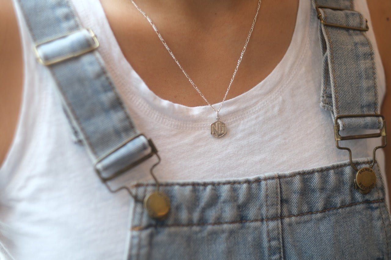 Mental Health Matters Necklace - IN A PEACE - silver closeup view