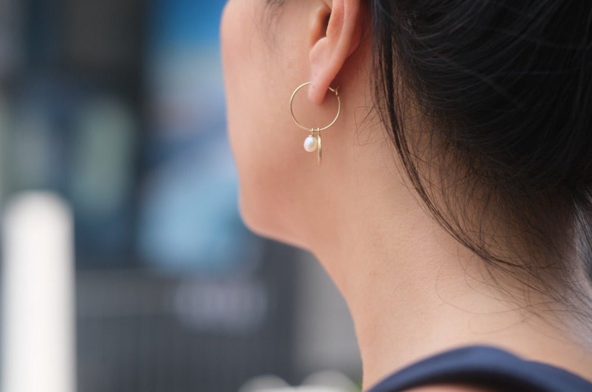 Pearl Hoop Earrings - IN A PEACE - street view