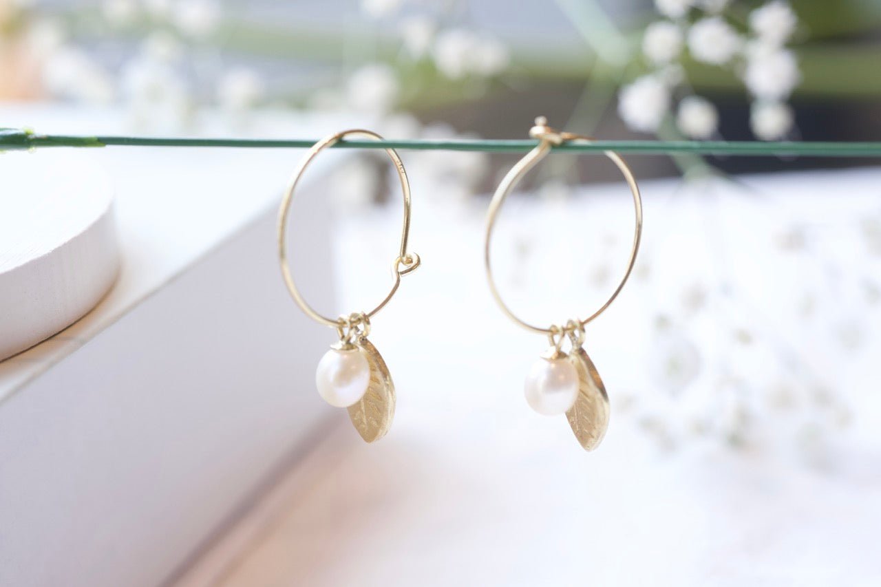 Pearl Hoop Earrings - IN A PEACE - gold