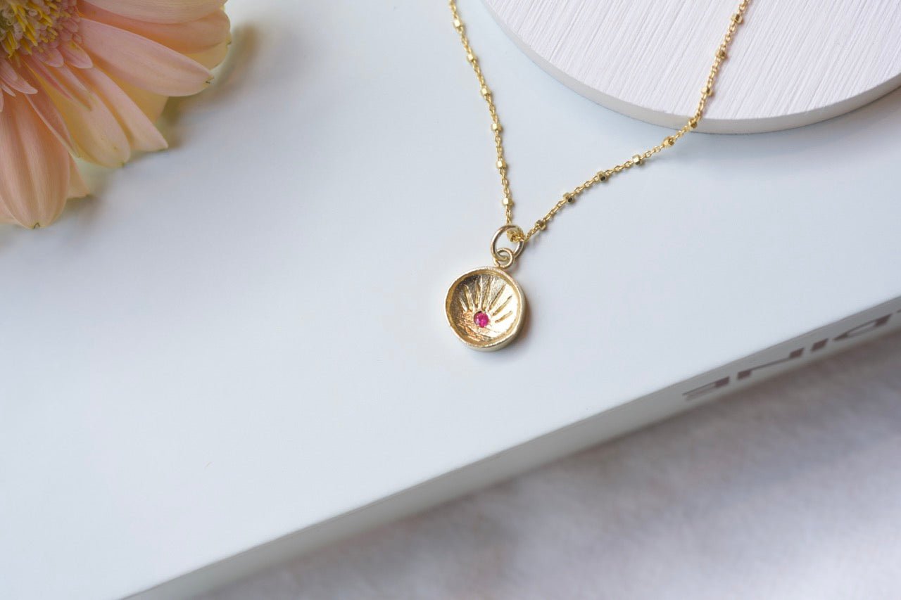 Sun Necklace - IN A PEACE - gold on a book